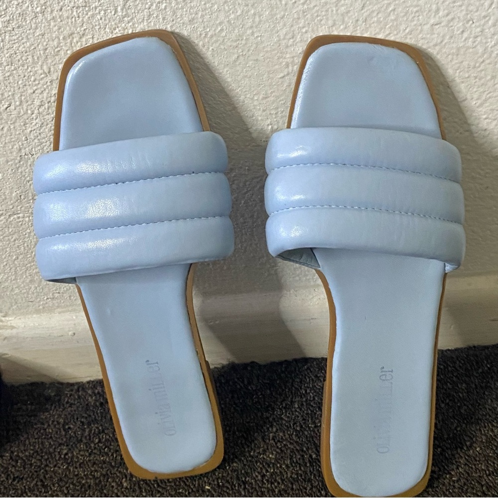 Olivia Miller Sky Blue Slide Sandals Womens Size 9 slippers shoes